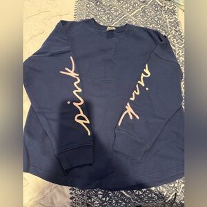 Blue Long Sleeve Spirit Jersey Sweatshirt with Pink Lettering